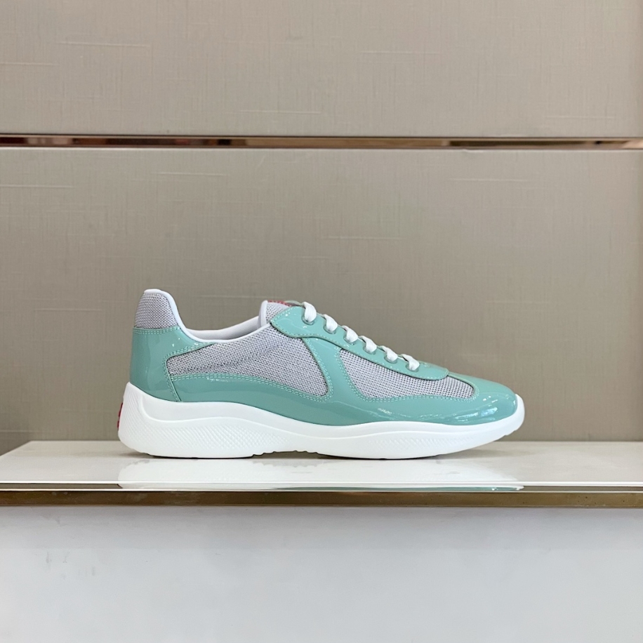 Prada America’s Cup Mesh Trainers Patent Jade Green Sneakers Reps - PRS023 - view 01