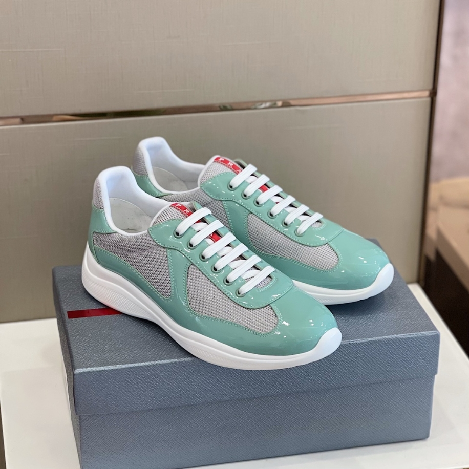 Prada America’s Cup Mesh Trainers Patent Jade Green Sneakers Reps - PRS023 - view 02
