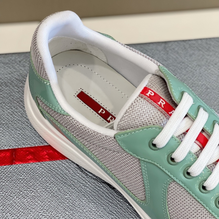 Prada America’s Cup Mesh Trainers Patent Jade Green Sneakers Reps - PRS023 - view 03