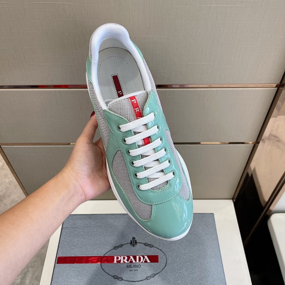 Prada America’s Cup Mesh Trainers Patent Jade Green Sneakers Reps - PRS023 - view 04