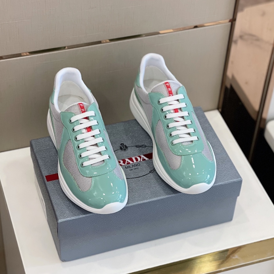 Prada America’s Cup Mesh Trainers Patent Jade Green Sneakers Reps - PRS023 - view 05