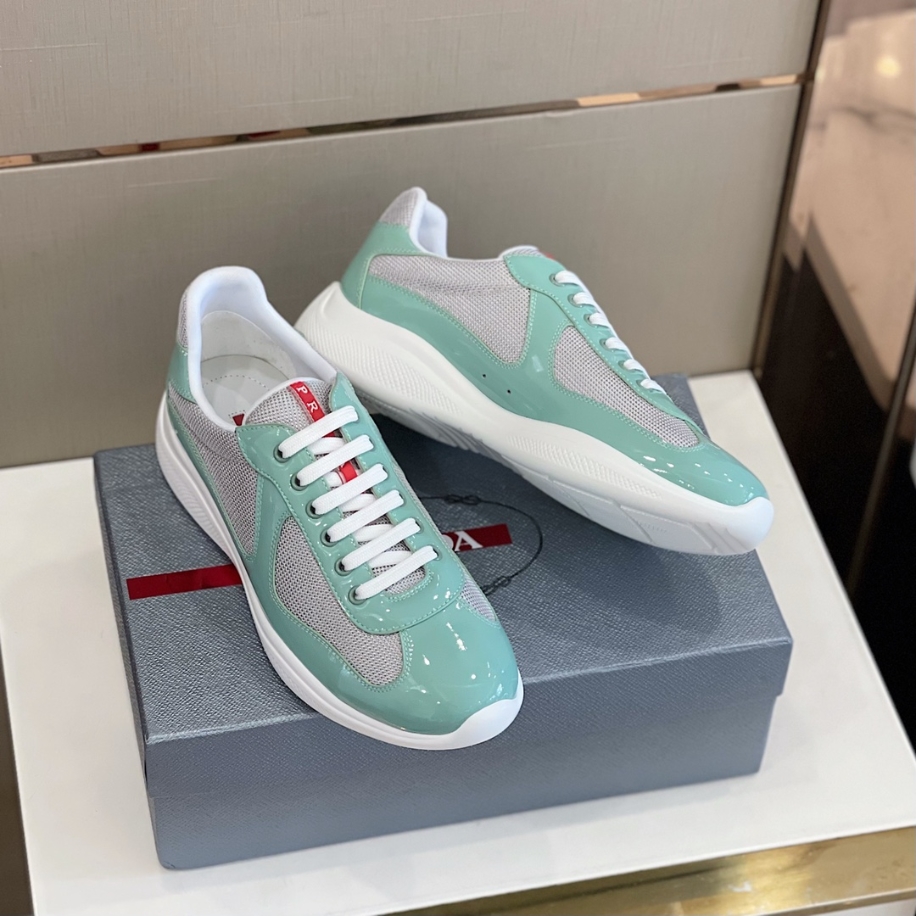 Prada America’s Cup Mesh Trainers Patent Jade Green Sneakers Reps - PRS023 - view 06