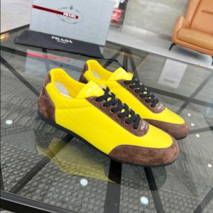 Prada Lemon Yellow Brown Sneakers Reps - PRS028 - view 01