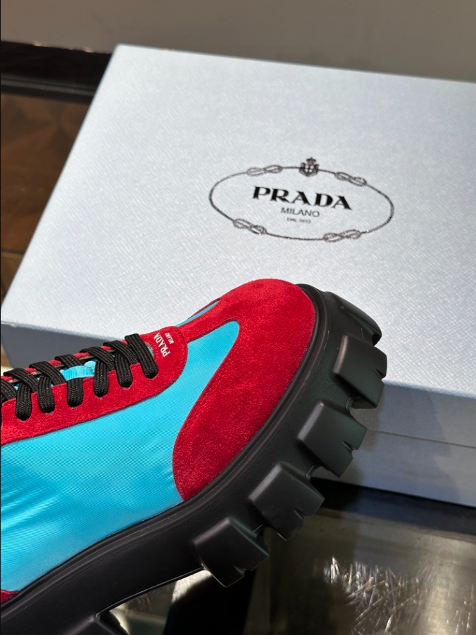 Prada Suede Lace-up Blue Red Sneakers Reps - PRS035 - view 02