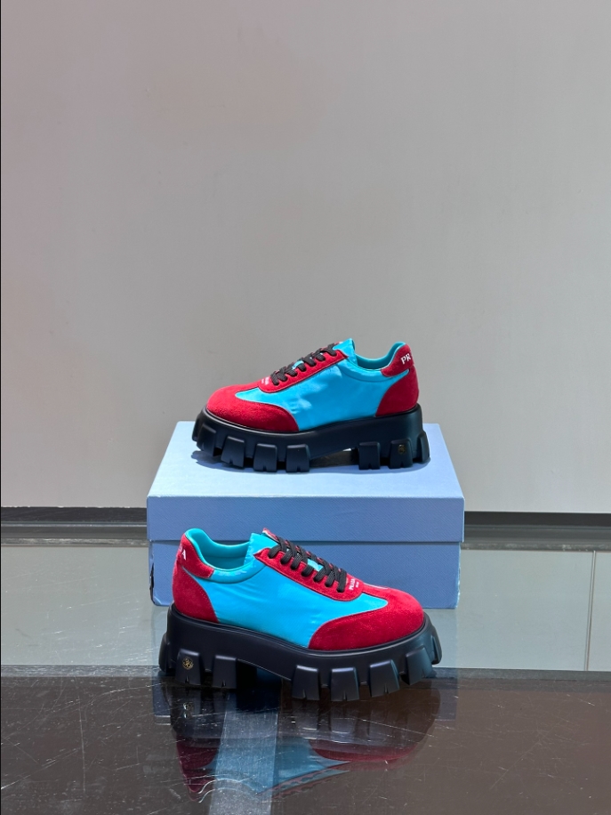 Prada Suede Lace-up Blue Red Sneakers Reps - PRS035 - view 03