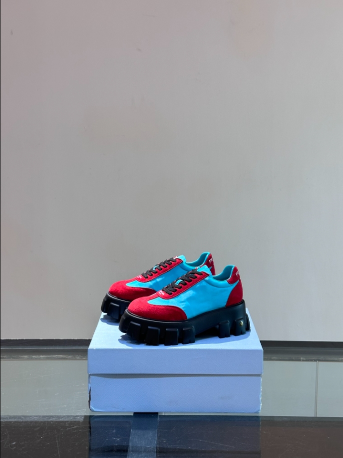 Prada Suede Lace-up Blue Red Sneakers Reps - PRS035 - view 05