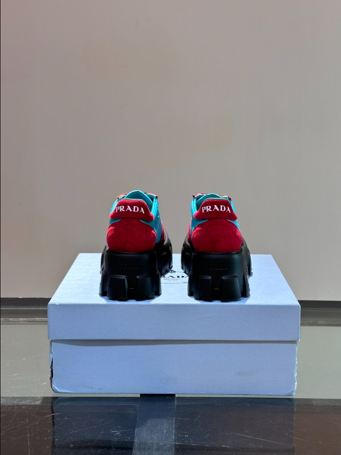 Prada Suede Lace-up Blue Red Sneakers Reps - PRS035 - view 06