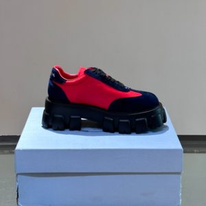 Prada Suede Lace-up Red Navy Sneakers Reps - PRS037 - view 01