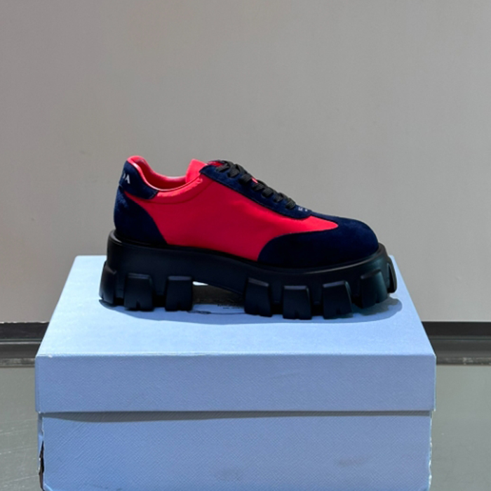 Prada Suede Lace-up Red Navy Sneakers Reps - PRS037 - view 01