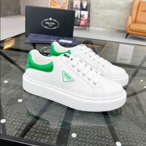 Prada Brushed Leather White Green Sneakers Reps - PRS038 - view 01