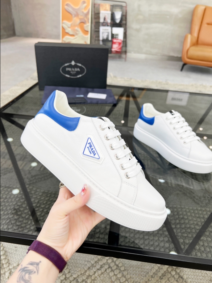 Prada Brushed Leather White Blue Sneakers Reps - PRS039 - view 02