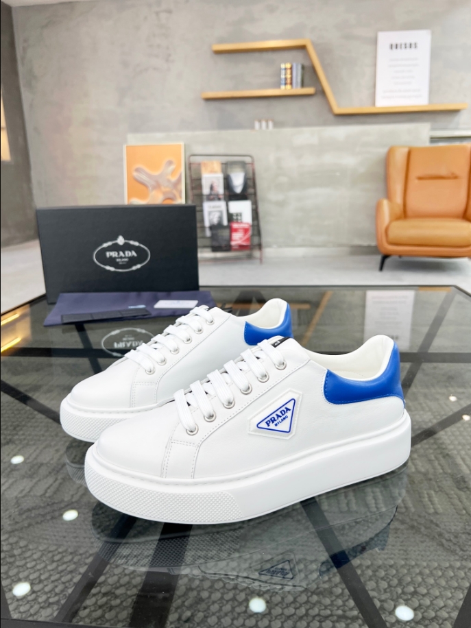 Prada Brushed Leather White Blue Sneakers Reps - PRS039 - view 03