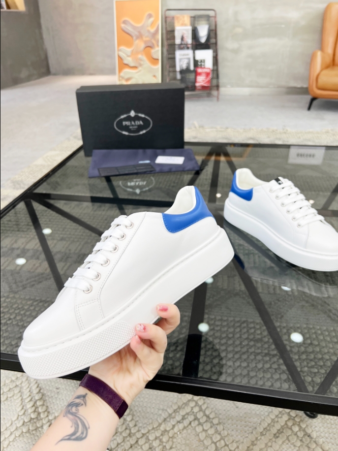 Prada Brushed Leather White Blue Sneakers Reps - PRS039 - view 04