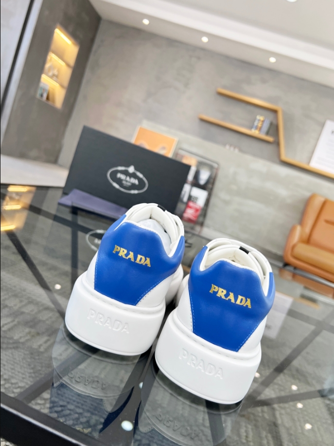 Prada Brushed Leather White Blue Sneakers Reps - PRS039 - view 05