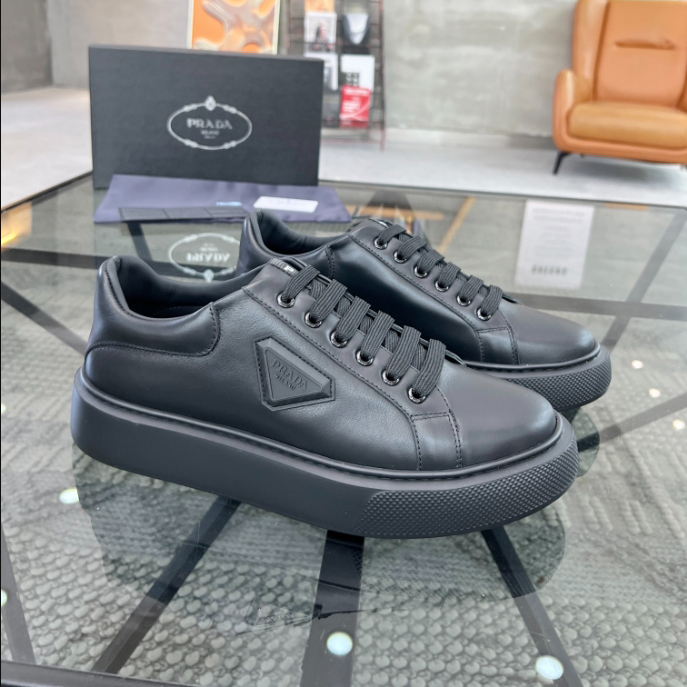 Prada Brushed Leather Black Sneakers Reps - PRS040 - view 01