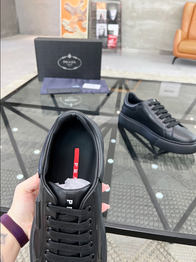 Prada Brushed Leather Black Sneakers Reps - PRS040 - view 03