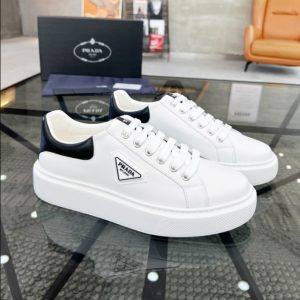 Prada Brushed Leather White Black Sneakers Reps - PRS041 - view 01