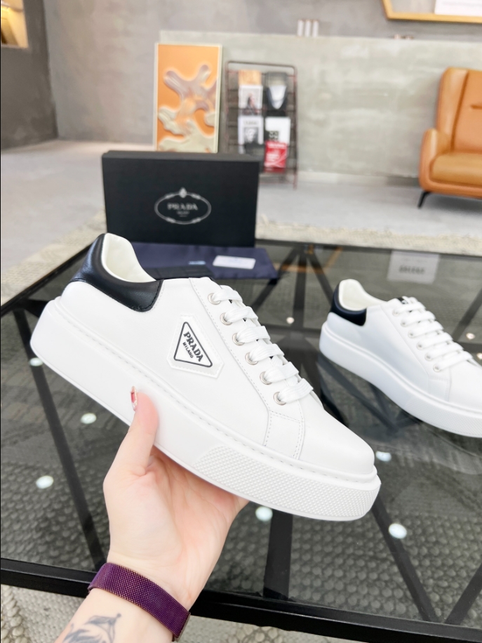 Prada Brushed Leather White Black Sneakers Reps - PRS041 - view 03
