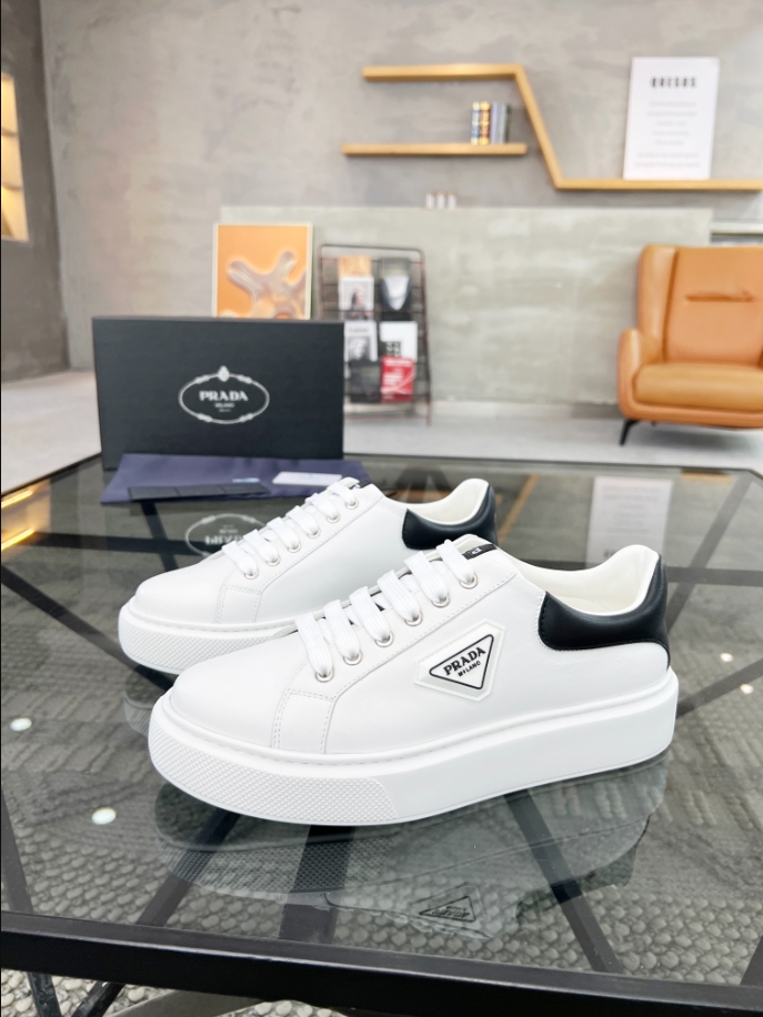 Prada Brushed Leather White Black Sneakers Reps - PRS041 - view 04