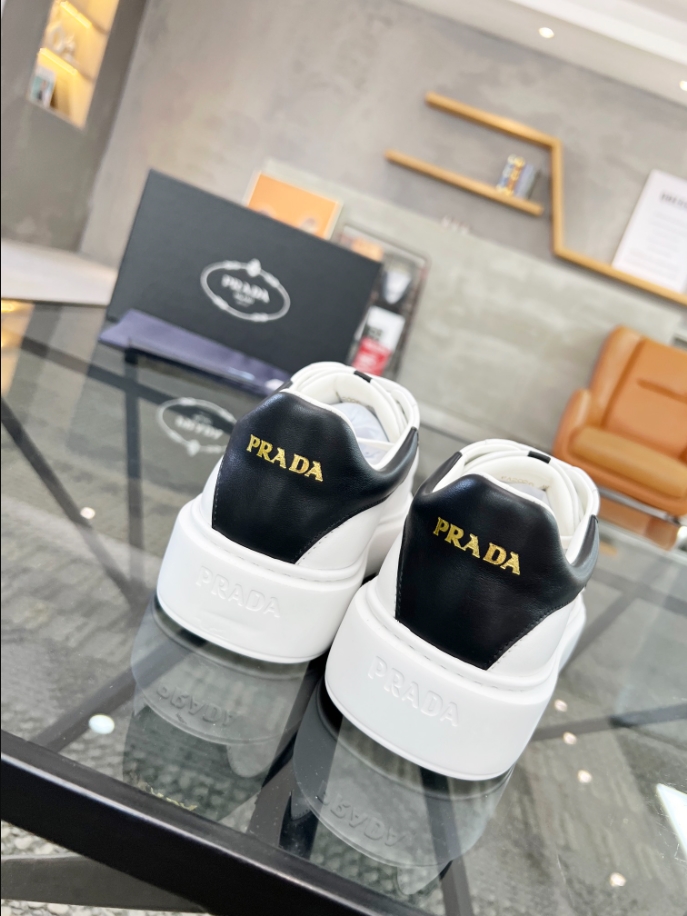 Prada Brushed Leather White Black Sneakers Reps - PRS041 - view 05