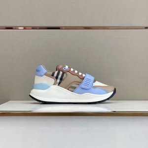 Burberry Check Cotton Leather Blue Sneaker Reps - SBR029 - view 01
