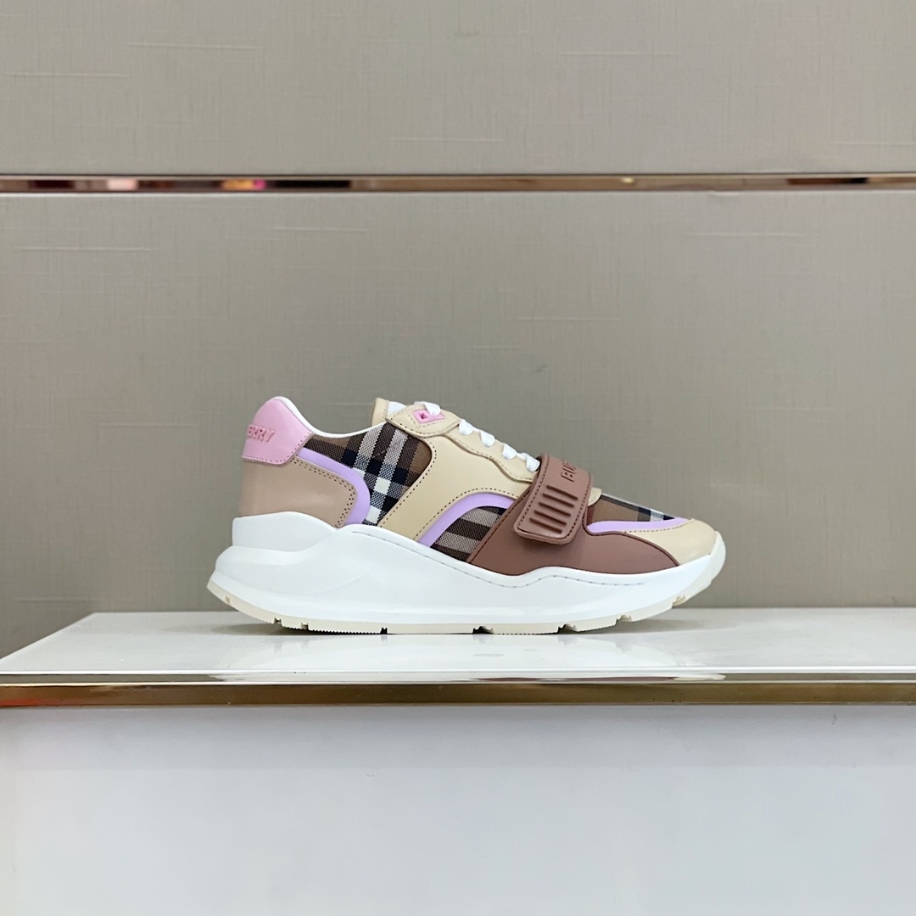 Burberry Check Cotton Leather Pink Sneaker Reps - SBR028 - view 01