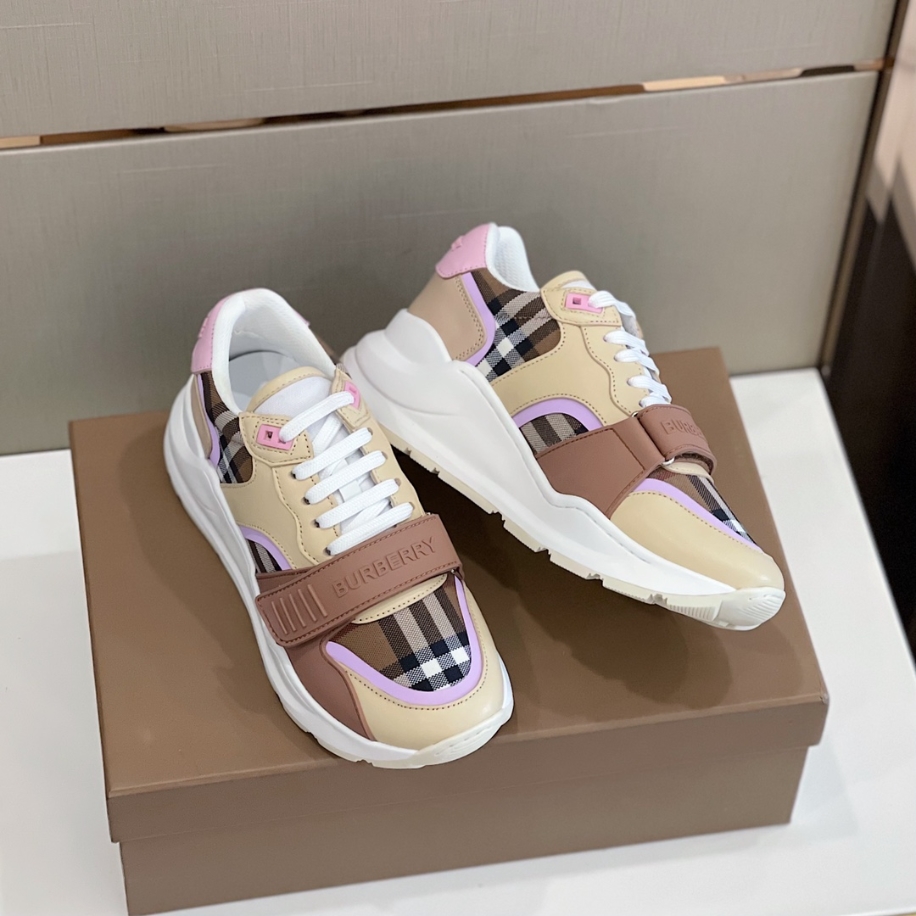 Burberry Check Cotton Leather Pink Sneaker Reps - SBR028 - view 02