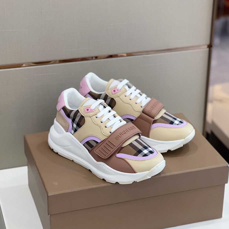 Burberry Check Cotton Leather Pink Sneaker Reps - SBR028 - view 04