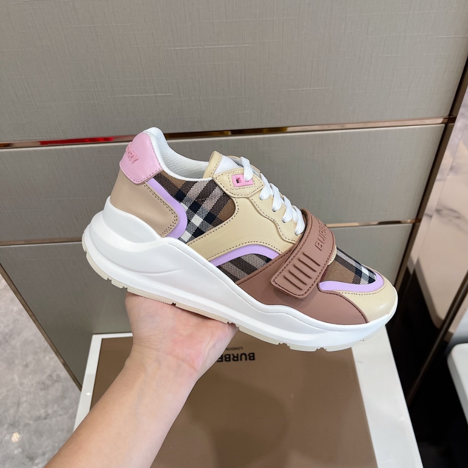 Burberry Check Cotton Leather Pink Sneaker Reps - SBR028 - view 06