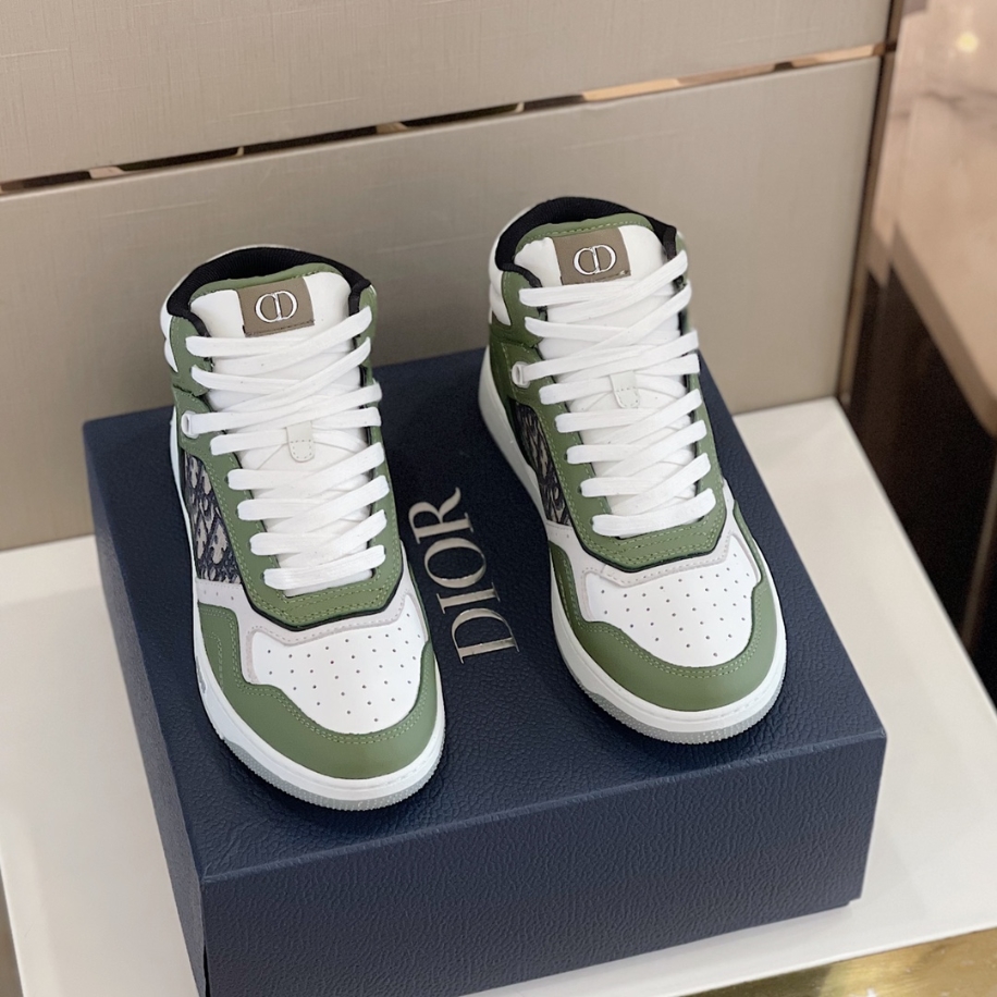 Dior B27 High Top Smooth Calfskin Oblique Jacquard ‘Olive Cream’ Sneaker Reps - DR091 - view 02