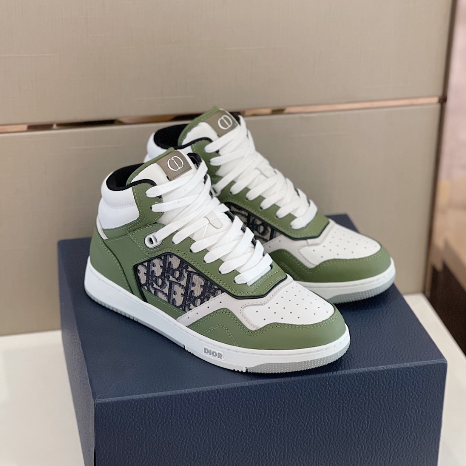 Dior B27 High Top Smooth Calfskin Oblique Jacquard ‘Olive Cream’ Sneaker Reps - DR091 - view 05