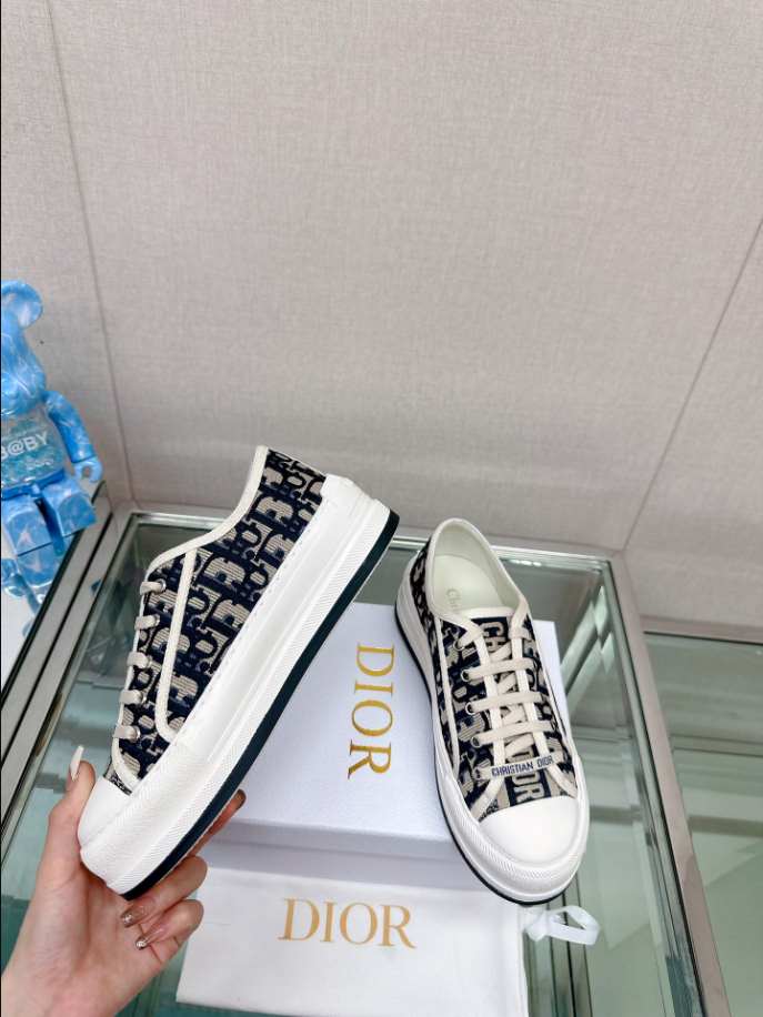 Walk’n’Dior Platform Deep Blue Oblique Embroidered Reps - DR068 - view 03