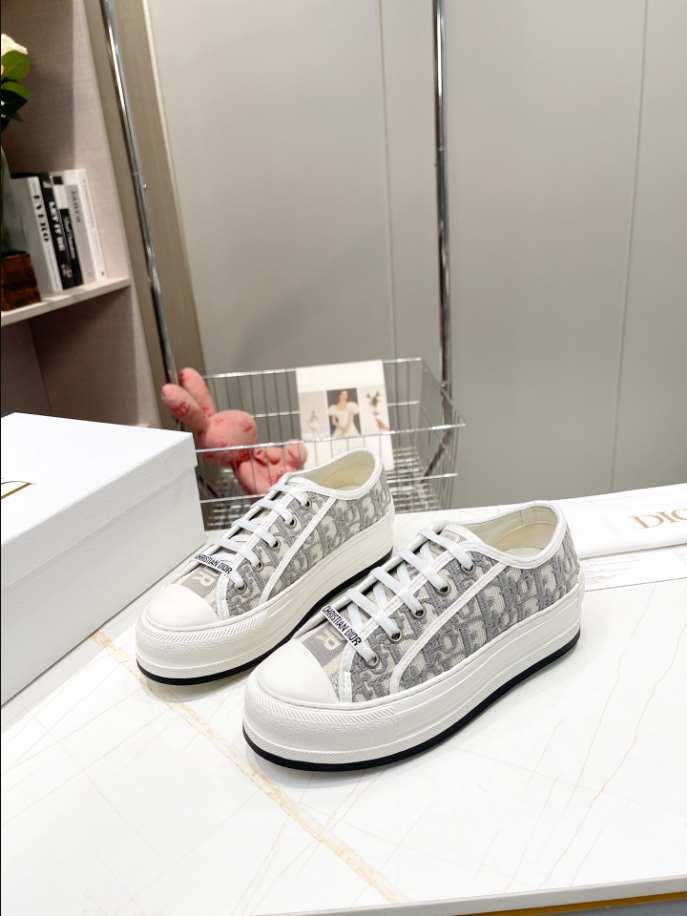 Walk’n’Dior Platform Stone Gray Dior Oblique Embroidered Reps - DR069 - view 02