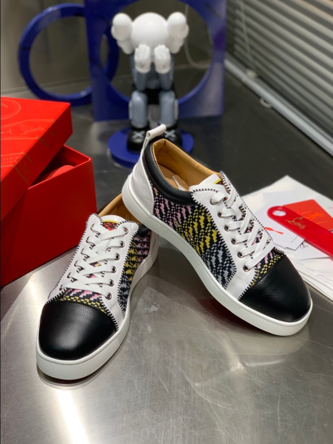 Christian Louboutin Louis Junior Orlato Nappa Raphia Bistrot Multicolor Sneaker Reps - CLS119 - view 02