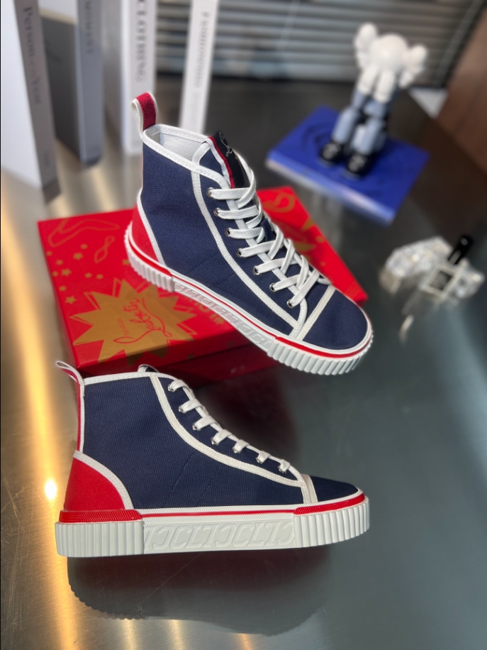 Christian Louboutin Pedro Donna High Marine Red Sneaker Reps - CLS102 - view 02