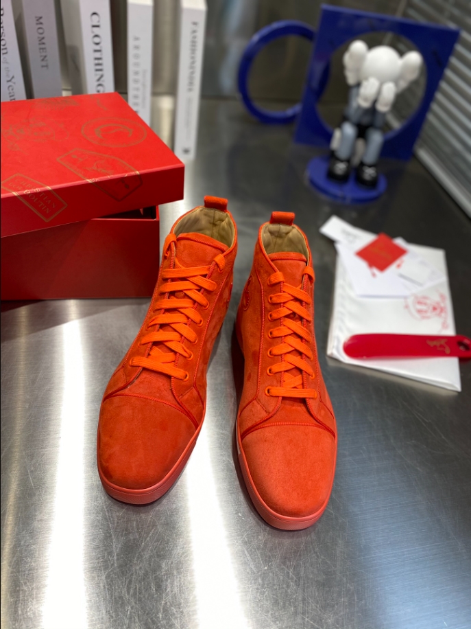 Christian Louboutin Orlato Orange Suede Sneaker Reps - CLS115 - view 02