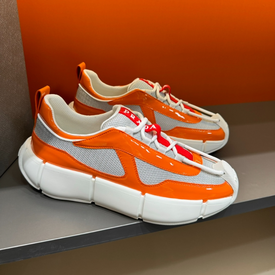 Prada Cloudbust Thunder Orange Silver Sneakers Reps - PRS012 - view 01