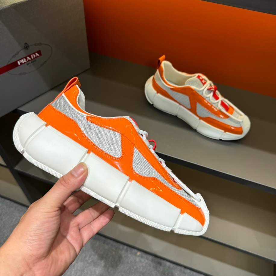 Prada Cloudbust Thunder Orange Silver Sneakers Reps - PRS012 - view 02