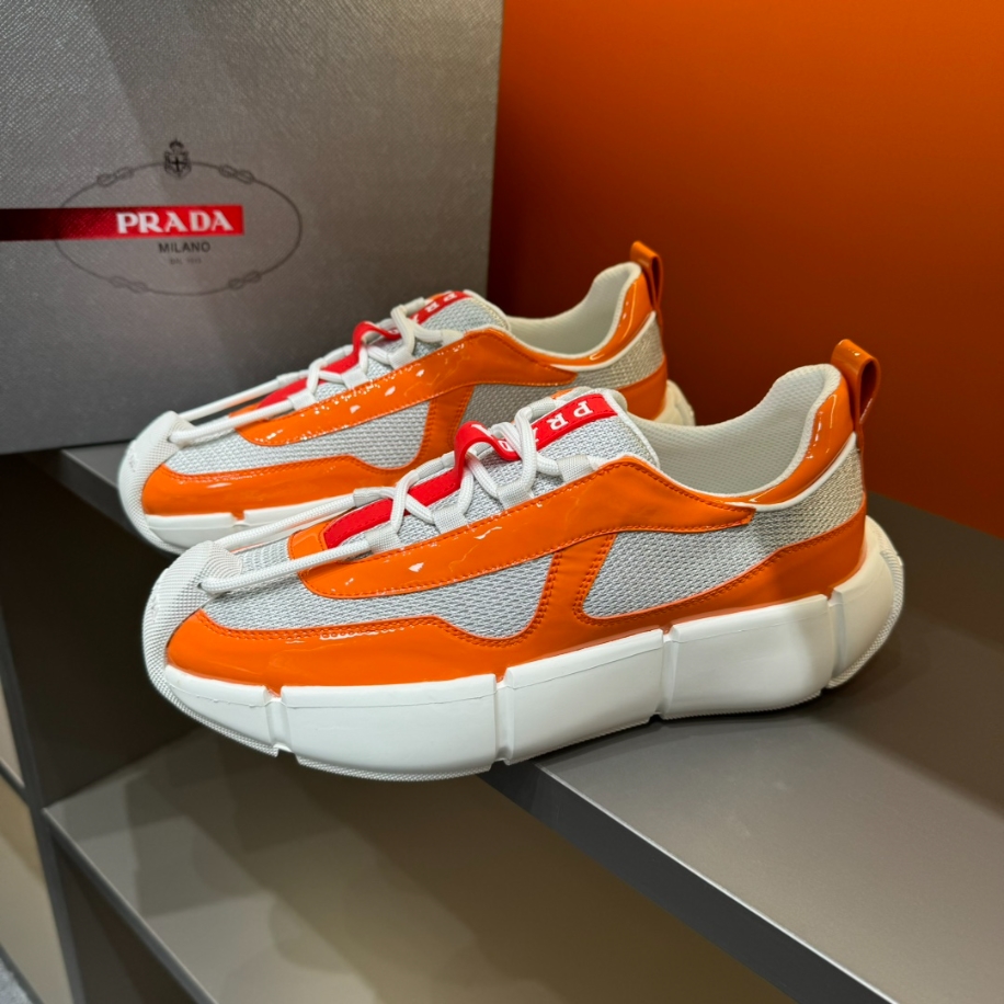 Prada Cloudbust Thunder Orange Silver Sneakers Reps - PRS012 - view 03