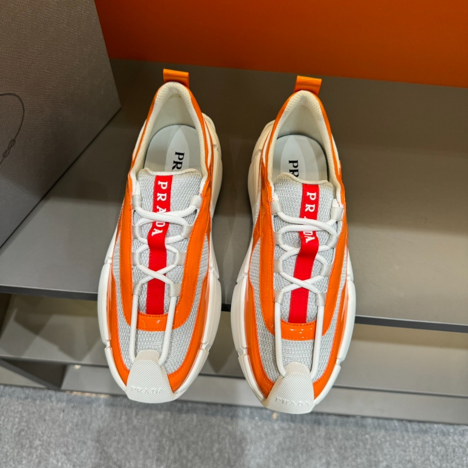 Prada Cloudbust Thunder Orange Silver Sneakers Reps - PRS012 - view 04