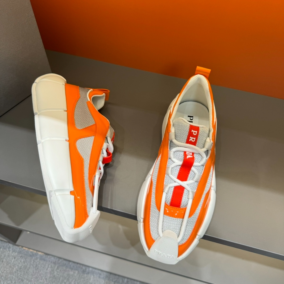 Prada Cloudbust Thunder Orange Silver Sneakers Reps - PRS012 - view 05
