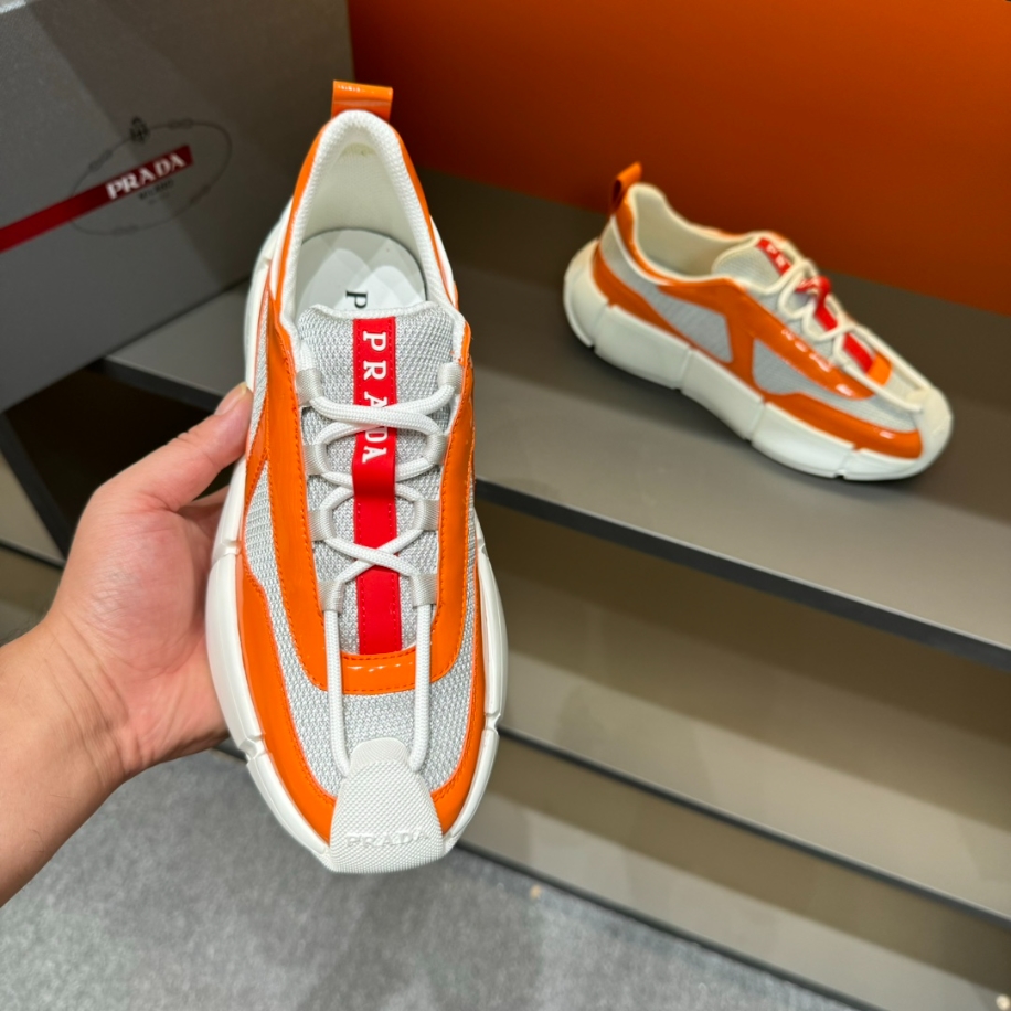 Prada Cloudbust Thunder Orange Silver Sneakers Reps - PRS012 - view 06
